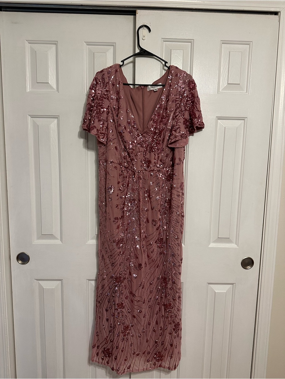Ever Pretty Dusty Rose Sequin Embellished Maxi Dress